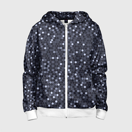 Детская толстовка на молнии Соты металлический синий / 3D-Белый – фото 1