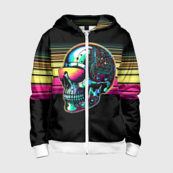 Толстовка на молнии детская Cyber skull - ai art fantasy, цвет: 3D-белый