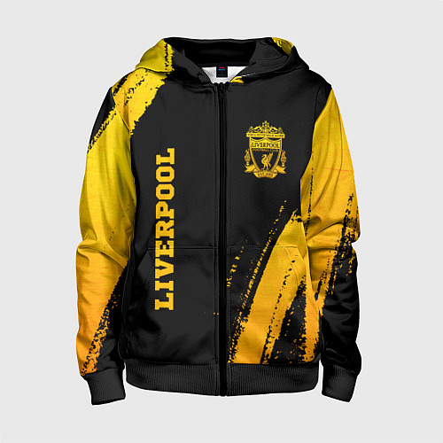 Детская толстовка на молнии Liverpool - gold gradient вертикально / 3D-Черный – фото 1