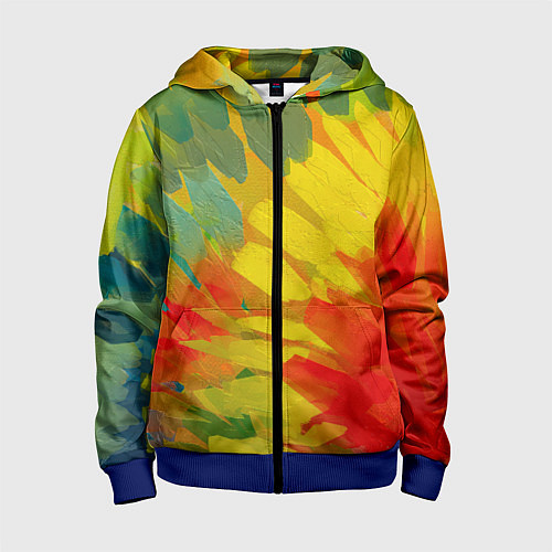 Детская толстовка на молнии Абстракция цветение акрил / 3D-Синий – фото 1