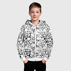 Толстовка на молнии детская Абстрактный нейрографический узор, цвет: 3D-белый — фото 2