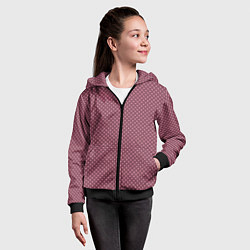 Толстовка на молнии детская Приглушённый тёмно-розовый паттерн квадратики, цвет: 3D-черный — фото 2