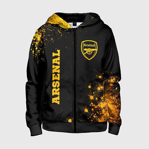 Детская толстовка на молнии Arsenal - gold gradient вертикально / 3D-Черный – фото 1