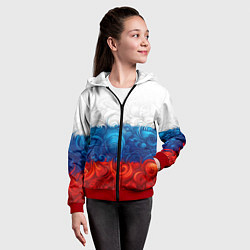 Толстовка на молнии детская Орнамент триколор, цвет: 3D-красный — фото 2