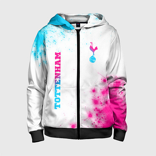 Детская толстовка на молнии Tottenham neon gradient style вертикально / 3D-Черный – фото 1