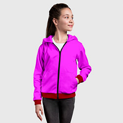 Толстовка на молнии детская Яркий розовый, цвет: 3D-красный — фото 2