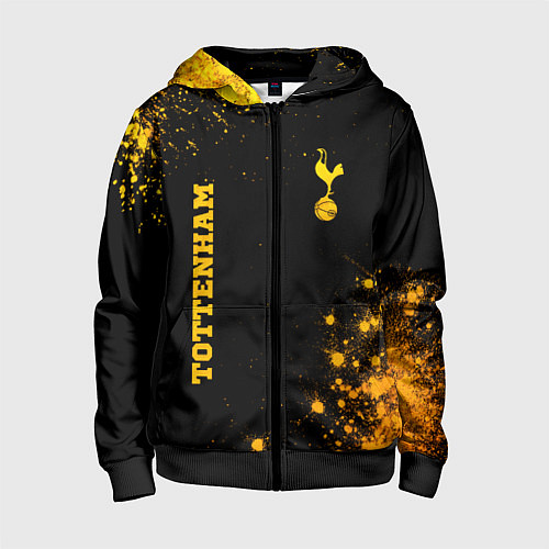 Детская толстовка на молнии Tottenham - gold gradient вертикально / 3D-Черный – фото 1