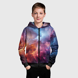 Толстовка на молнии детская Облачный космос, цвет: 3D-черный — фото 2