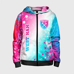 Детская толстовка на молнии West Ham neon gradient style вертикально