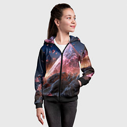 Толстовка на молнии детская Абстрактная пирамида космическая, цвет: 3D-черный — фото 2