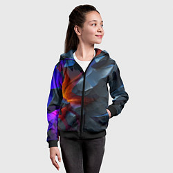 Толстовка на молнии детская Объемные камни в разломе, цвет: 3D-черный — фото 2