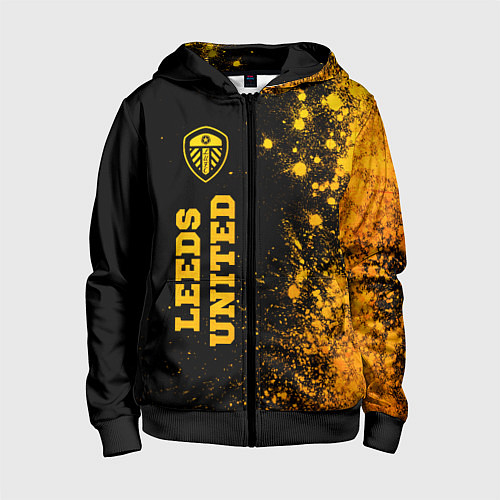 Детская толстовка на молнии Leeds United - gold gradient по-вертикали / 3D-Черный – фото 1