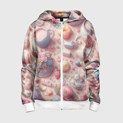 Детская толстовка на молнии Акварельный фон в пастельных тонах / 3D-Белый – фото 1