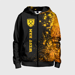 Детская толстовка на молнии West Ham - gold gradient по-вертикали