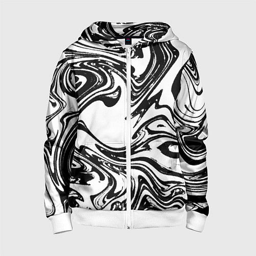 Детская толстовка на молнии Абстрактная черно-белая / 3D-Белый – фото 1