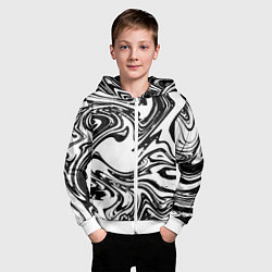 Толстовка на молнии детская Абстрактная черно-белая, цвет: 3D-белый — фото 2