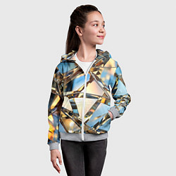 Толстовка на молнии детская Грани стекла, цвет: 3D-меланж — фото 2
