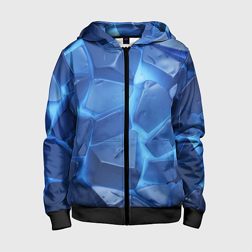 Детская толстовка на молнии Синие ледяные плиты с разломом / 3D-Черный – фото 1