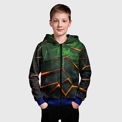 Толстовка на молнии детская Неоновая яркая геометрическая абстракция со светом, цвет: 3D-синий — фото 2