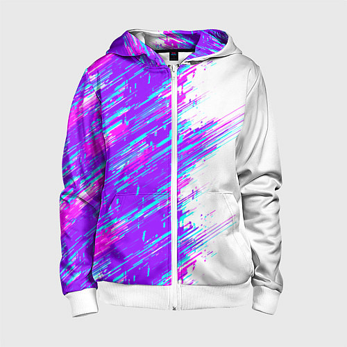 Детская толстовка на молнии Neon glitch / 3D-Белый – фото 1