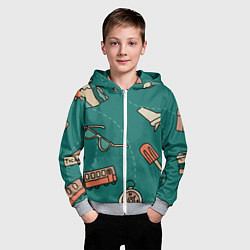 Толстовка на молнии детская Предметы для путешествий, транспорт, цвет: 3D-меланж — фото 2