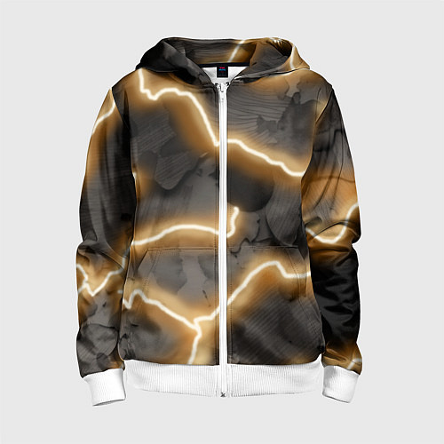 Детская толстовка на молнии Электрический удар молнии паттерн / 3D-Белый – фото 1