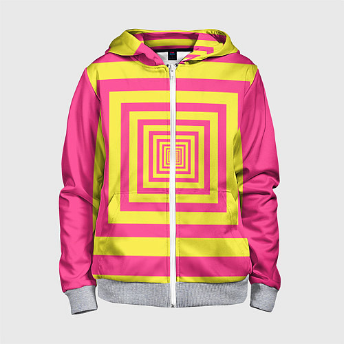 Детская толстовка на молнии Желтые квадраты трансформация / 3D-Меланж – фото 1