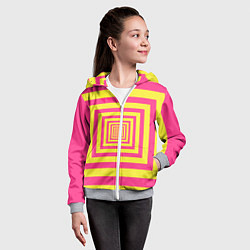 Толстовка на молнии детская Желтые квадраты трансформация, цвет: 3D-меланж — фото 2