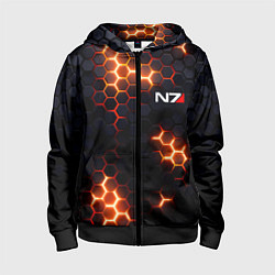 Толстовка на молнии детская N7 mass effect logo, цвет: 3D-черный