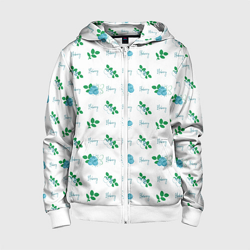 Детская толстовка на молнии Сочные ягоды голубики / 3D-Белый – фото 1