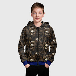 Толстовка на молнии детская Черепа и узоры лакшери, цвет: 3D-синий — фото 2