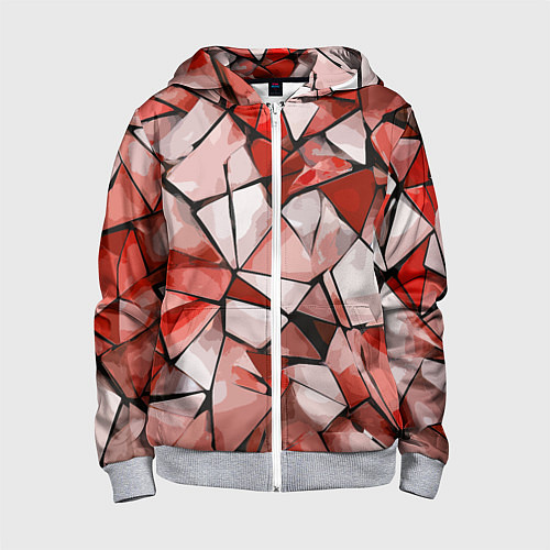 Детская толстовка на молнии Чёрно-красная абстракция и чёрные полосы / 3D-Меланж – фото 1