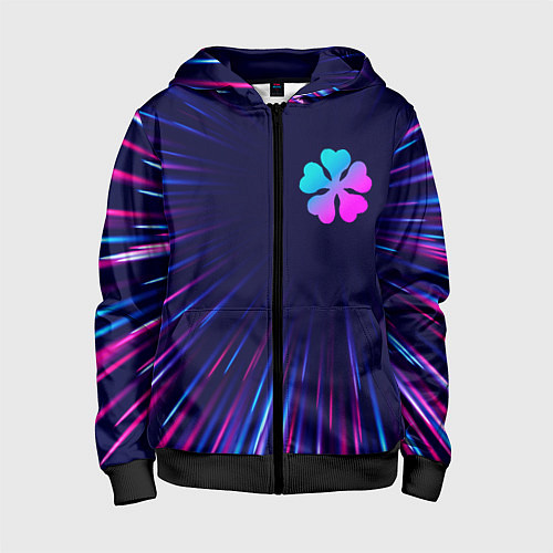 Детская толстовка на молнии Black Clover neon blast lines / 3D-Черный – фото 1