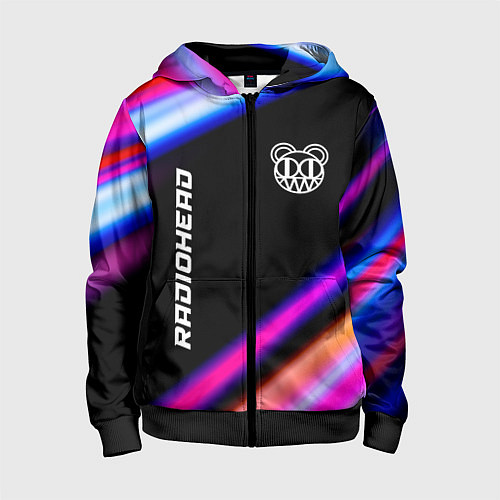 Детская толстовка на молнии Radiohead neon rock lights / 3D-Черный – фото 1
