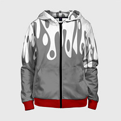 Толстовка на молнии детская Потеки белой краски на сером фоне, цвет: 3D-красный