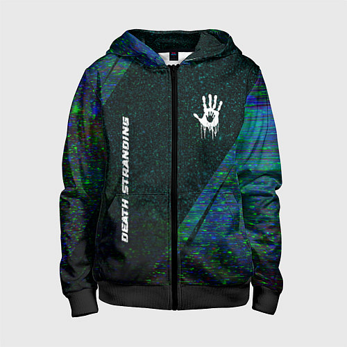 Детская толстовка на молнии Death Stranding glitch blue / 3D-Черный – фото 1