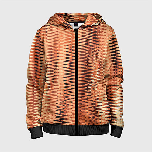 Детская толстовка на молнии Коричневый абстрактные полосы / 3D-Черный – фото 1