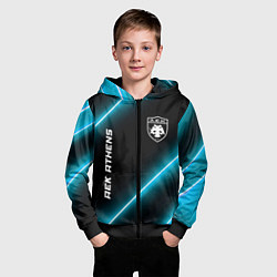 Толстовка на молнии детская AEK Athens неоновые лампы, цвет: 3D-черный — фото 2