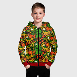 Толстовка на молнии детская Русский узор, цвет: 3D-красный — фото 2
