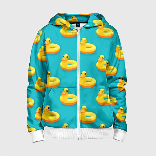 Детская толстовка на молнии Надувные утки паттерн / 3D-Белый – фото 1