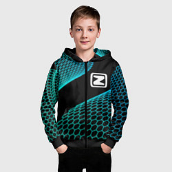 Толстовка на молнии детская Zotye electro hexagon, цвет: 3D-черный — фото 2