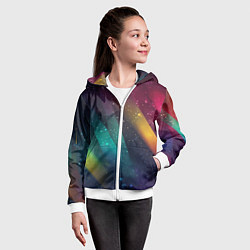 Толстовка на молнии детская Неоновые цветные полосы, цвет: 3D-белый — фото 2