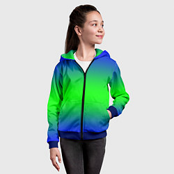 Толстовка на молнии детская Зелёный градиент текстура, цвет: 3D-синий — фото 2