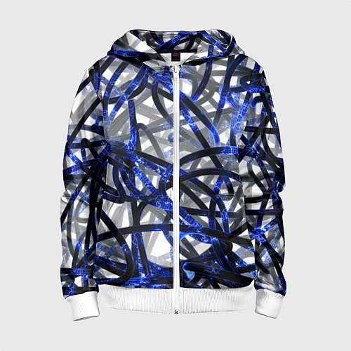 Детская толстовка на молнии Синие энергетические кабели / 3D-Белый – фото 1