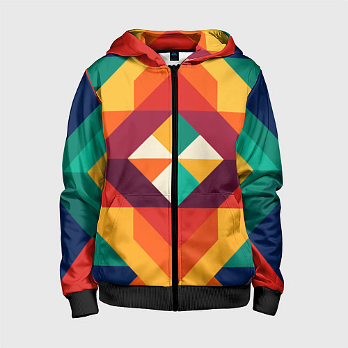 Детская толстовка на молнии Геометрическая абстракция цветок / 3D-Черный – фото 1
