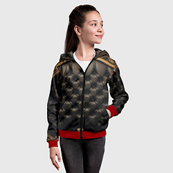 Толстовка на молнии детская Лакшери текстура из натуральной кожи, цвет: 3D-красный — фото 2