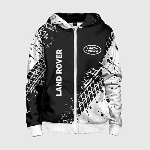 Детская толстовка на молнии Ленд Ровер: следы от шин / 3D-Белый – фото 1