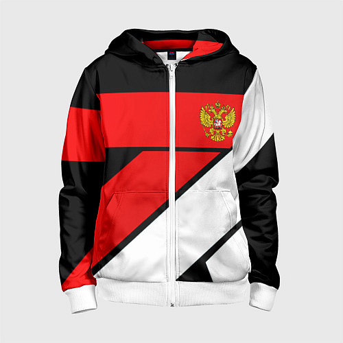 Детская толстовка на молнии Россия герб спорт текстура / 3D-Белый – фото 1