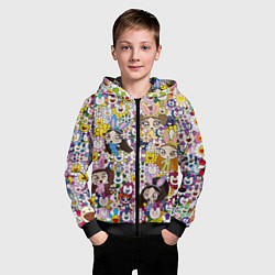 Толстовка на молнии детская Right now NewJeans and Takashi Murakami, цвет: 3D-черный — фото 2
