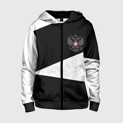 Детская толстовка на молнии Герб РФ геометрия текстура / 3D-Черный – фото 1